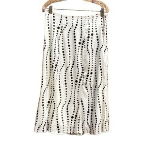 JNSQ 100% Silk White Black Polka Dot‎ Silky Soft Midi Skirt Size 10 NWT